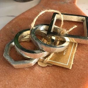 West Elm geo shape silver napkin rings NWT